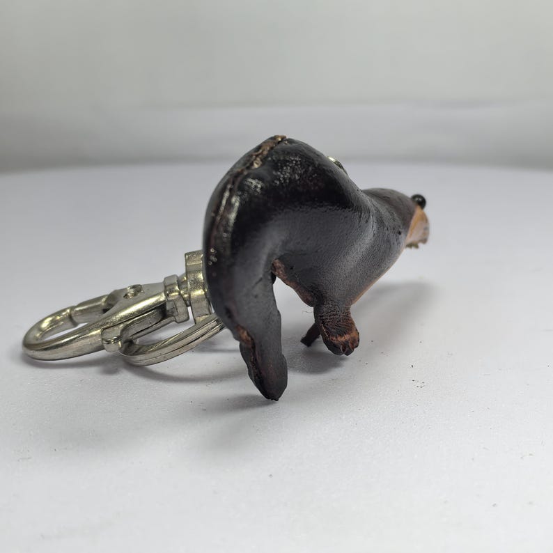 Genuine Handmade Leather Badger Keychain/ Holiday Gift /Small Pendant Cartoon Keychain/ Animal Key Ring/ Car Key Ornament