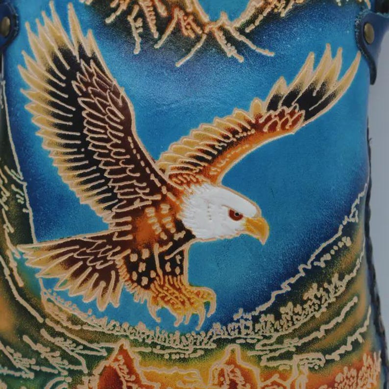 Genuine Handmade Leather Bald Eagle Purse High-Quality Leather Crossbody Bag with Adjustable Strap for Daily Use & Animal Lovers
