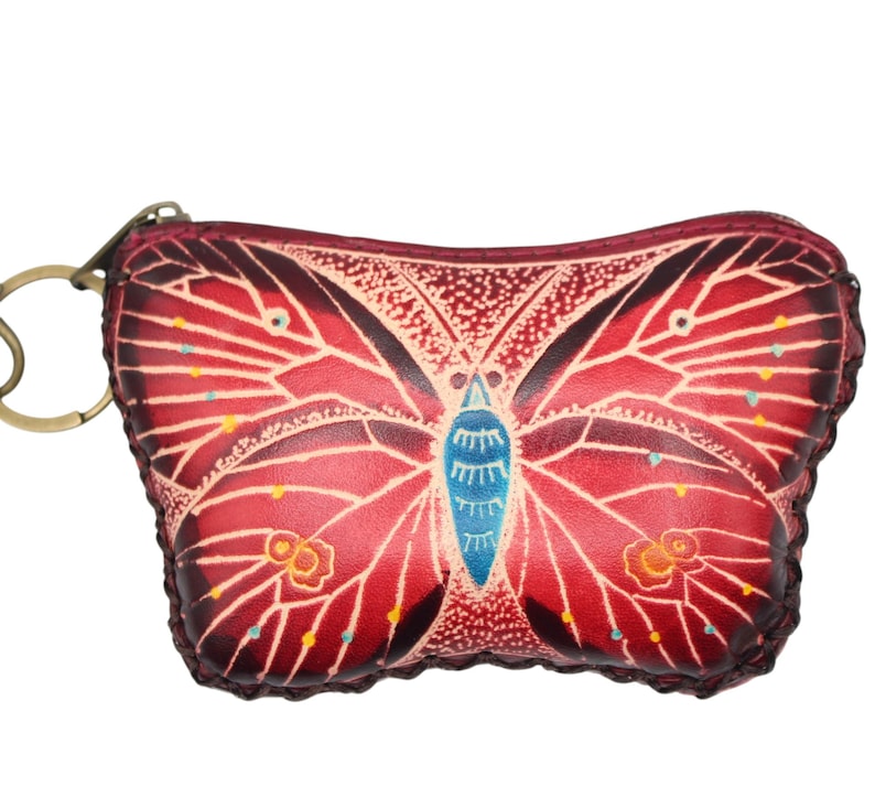 Handmade genuine leather butterfly coin purse / wallet / mini wallet, card holder / coin bag