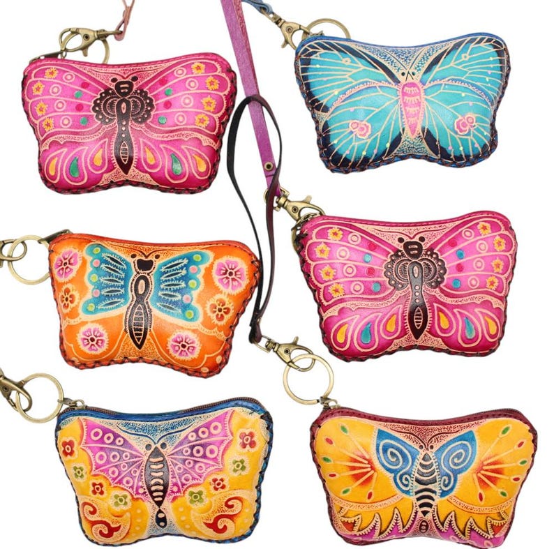 Handmade genuine leather butterfly coin purse / wallet / mini wallet, card holder / coin bag