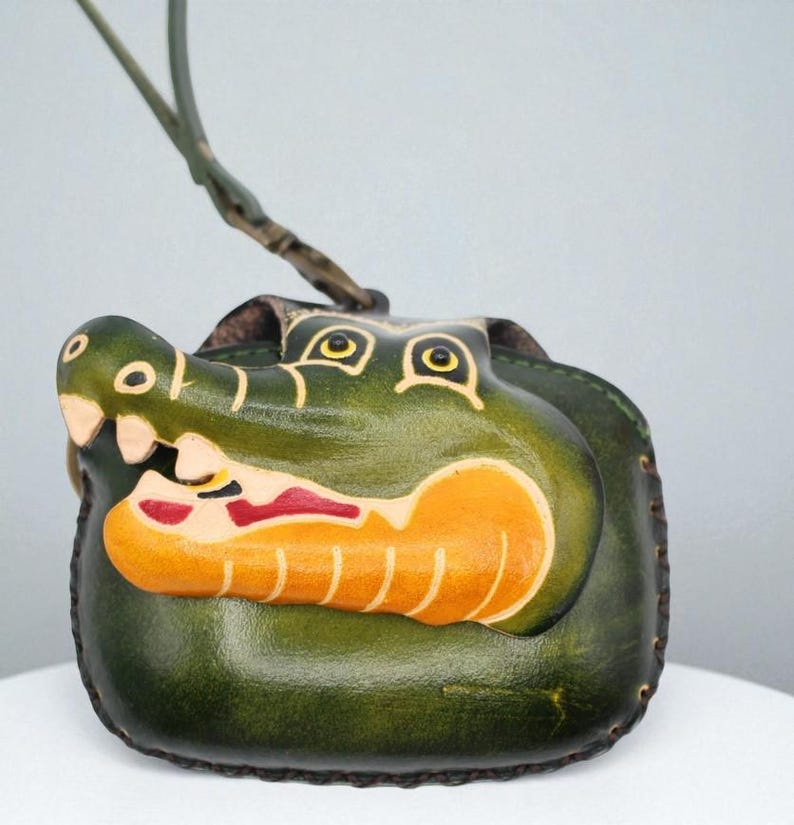 Genuine Handmade Leather Alligator Wristlet / Coin Purse / Wallet /change purse