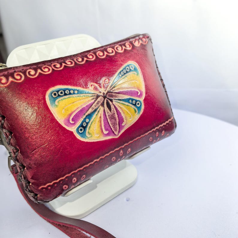 Handmade genuine leather butterfly coin purse / wallet / mini wallet, card holder / coin bag