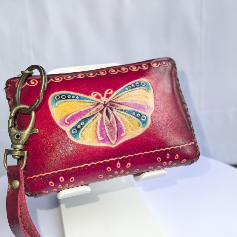 Handmade genuine leather butterfly coin purse / wallet / mini wallet, card holder / coin bag