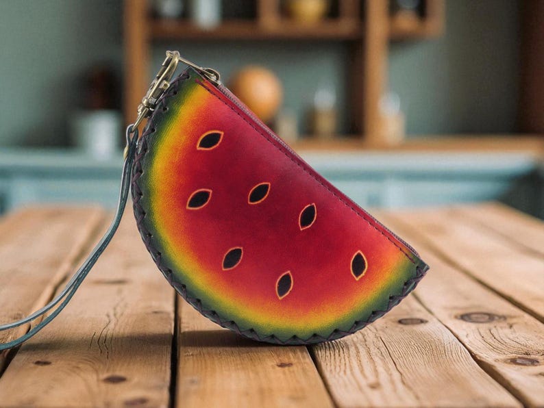 Genuine Handmade Leather Watermelon Coin Purse