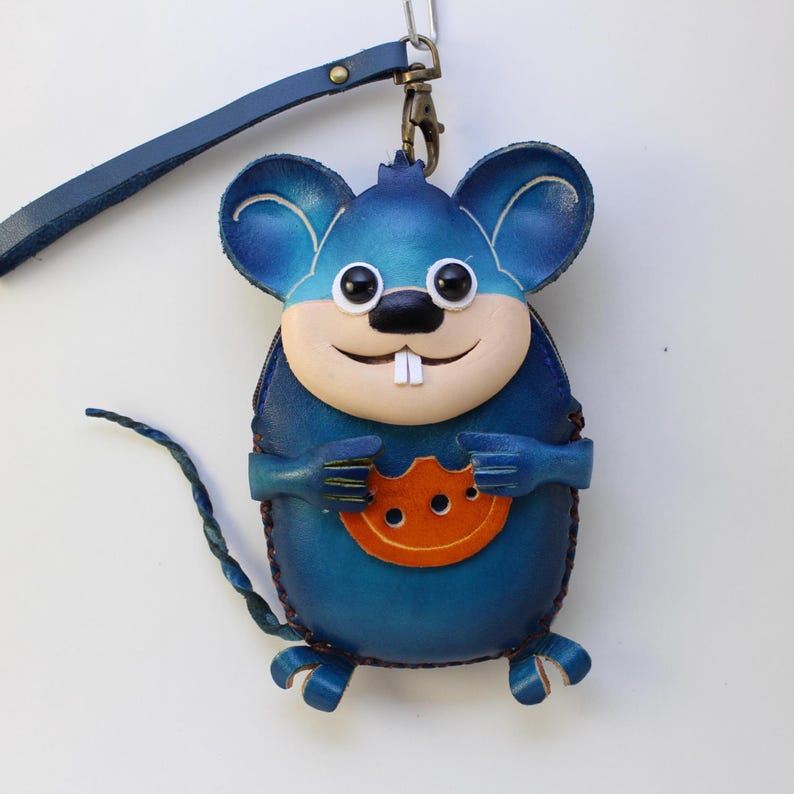 Genuine Handmade Leather Mouse Coin Purse / Wallet/holiday gift, Christmas present, small gift, cartoon coin purse