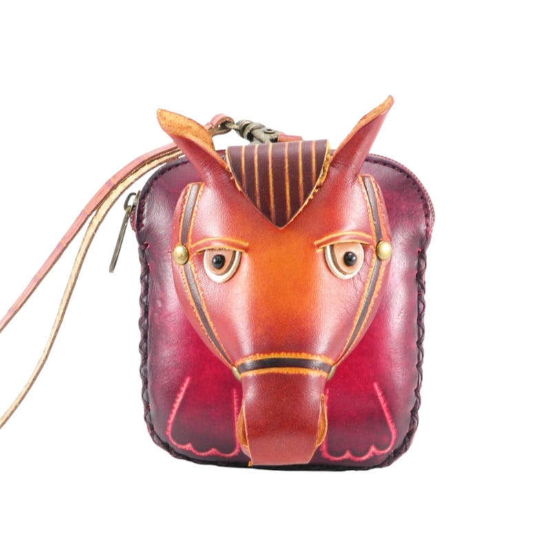 Genuine Handmade Leather Horse Wristlet / Coin Purse / Wallet