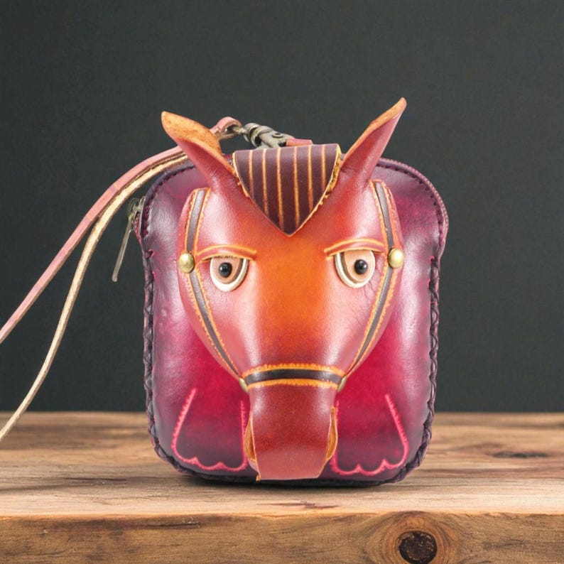 Genuine Handmade Leather Horse Wristlet / Coin Purse / Wallet