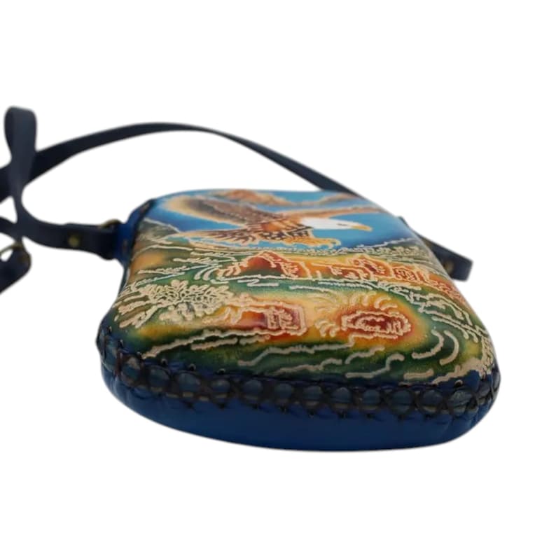 Genuine Handmade Leather Bald Eagle Purse High-Quality Leather Crossbody Bag with Adjustable Strap for Daily Use & Animal Lovers