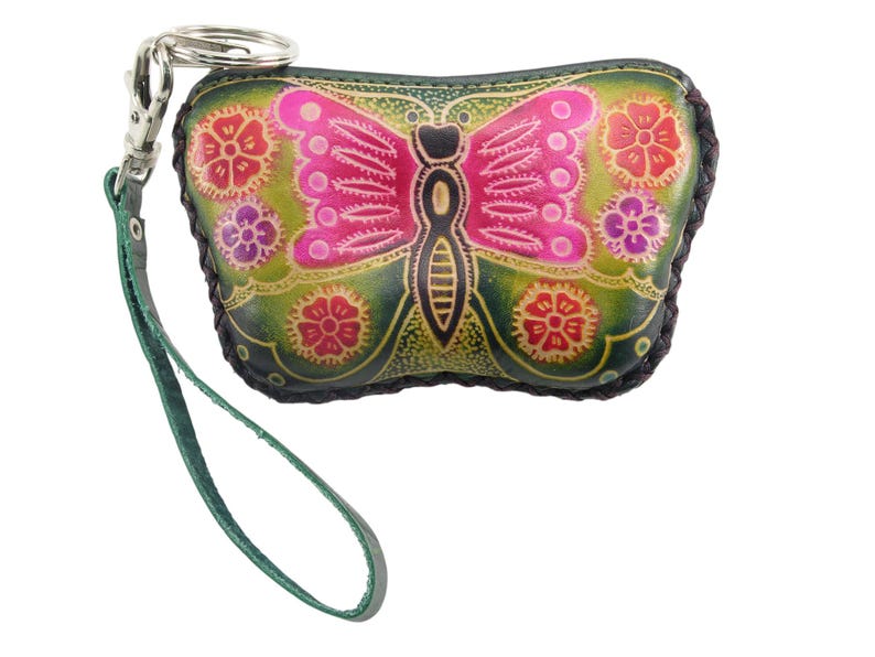 Handmade genuine leather butterfly coin purse / wallet / mini wallet, card holder / coin bag