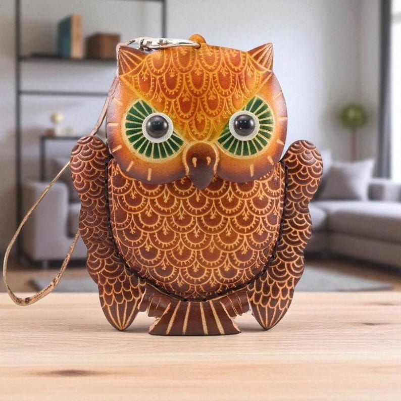 Genuine Handmade Leather Owl Coin Purse