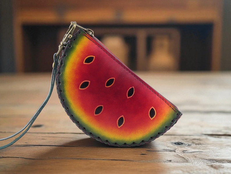 Genuine Handmade Leather Watermelon Coin Purse