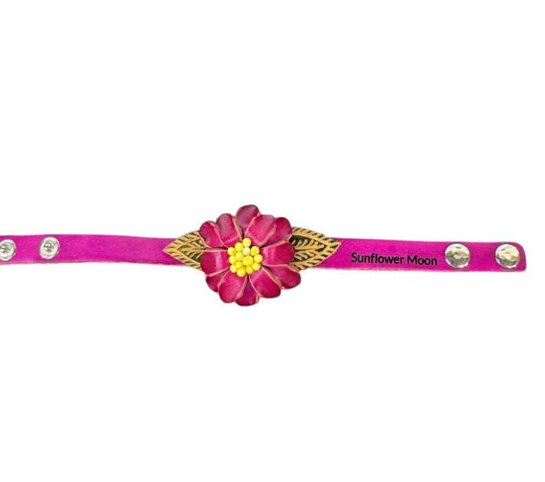 Genuine Handmade Leather Rose Bracelet Jewelry with personalize name drop Valentine's Day gift