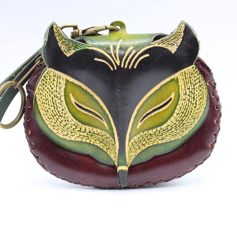 Genuine Handmade Leather Fox Wristlet / Coin Purse / Wallet