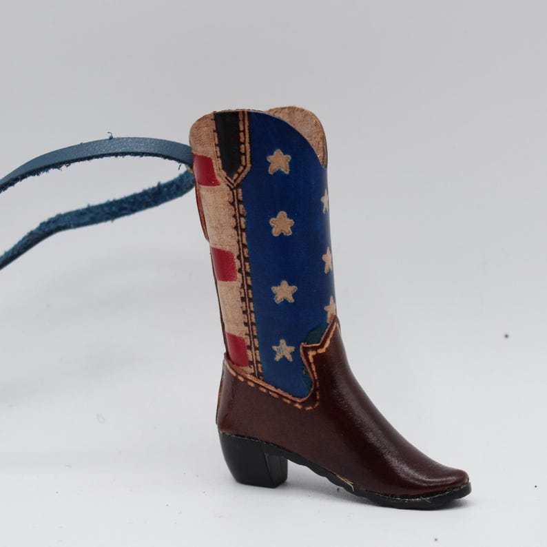 Genuine Handmade Leather Cowboy Boot Ornament