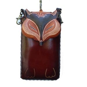 Genuine Handmade Leather Fox Phone Case / Cross-body