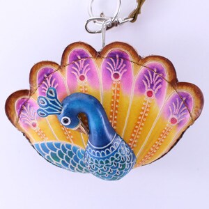 Genuine Handmade Leather Peacock Wristlet / Coin Purse / Wallet