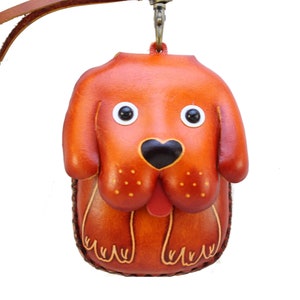 Genuine Handmade Leather Dog Wristlet / Coin Purse/small wallet