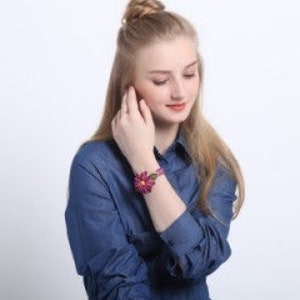 Genuine Handmade Leather Flower Bracelet