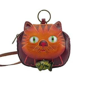 cat/wristlet/coin purse/leather