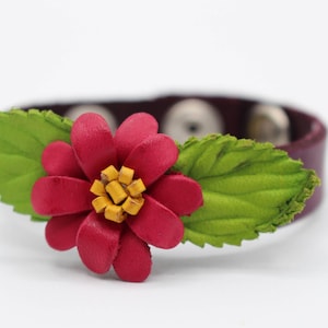 Genuine Handmade Leather Flower Bracelet