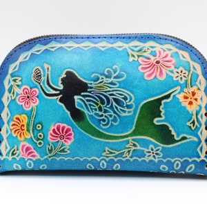 Genuine Handmade Leather Mermaid Wristlet / Coin Purse / Wallet