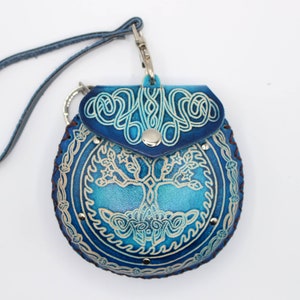 Genuine Handmade Leather Tree of Life Wristlet / Coin Purse / Wallet