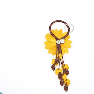 Leather Rose Purse Charm: Handmade Fringe Keychain