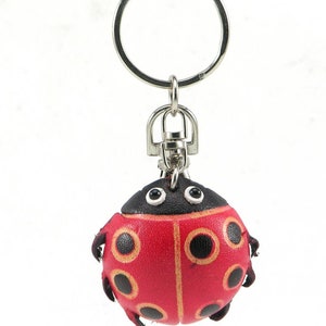Genuine Handmade Leather Ladybug Keychain