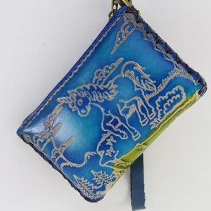Genuine Handmade Leather Unicorn Rectangle Coin Purse