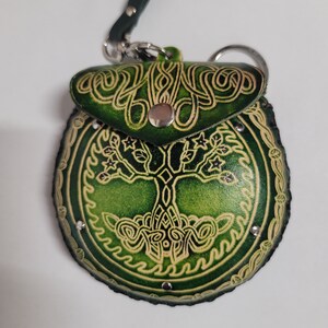 Genuine Handmade Leather Tree of Life Wristlet / Coin Purse / Wallet