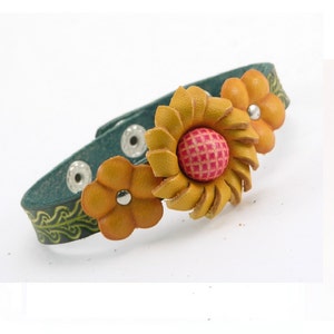 Genuine Handmade Leather Flower Bracelet / Boho