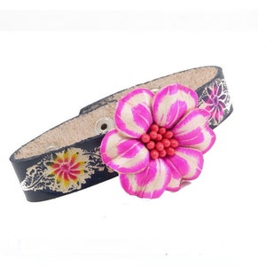 Genuine Handmade Leather Flower Bracelet / Boho Chic