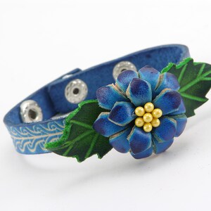 Genuine Handmade Leather Flower Bracelet