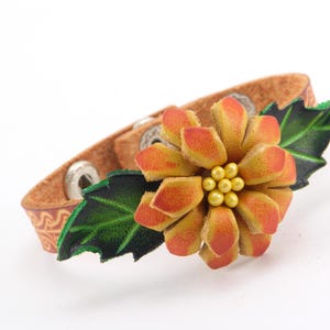 Genuine Handmade Leather Flower Bracelet