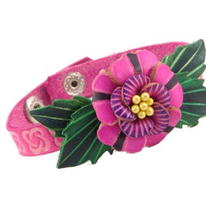 Genuine Handmade Leather Rose Flower Bracelet