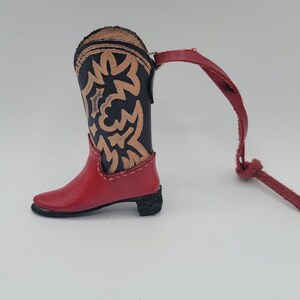 Genuine Handmade Leather Cowboy Boot Ornament