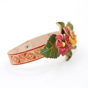 Genuine Handmade Leather Flower Bracelet
