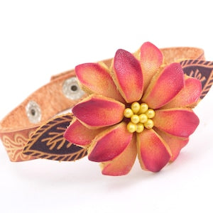 Genuine Handmade Leather Boho Flower Bracelet