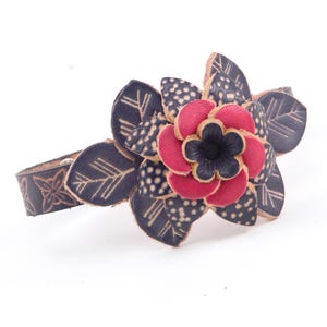 Genuine Handmade Leather Flower Bracelet