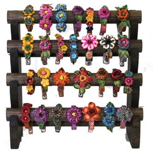 Genuine Handmade Leather Flower Bracelet