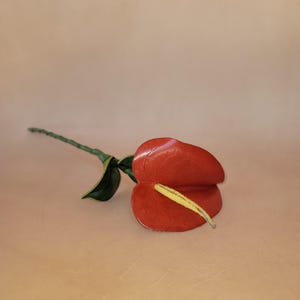 Genuine Handmade Leather Flamingo Flower