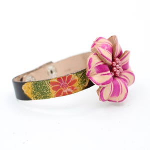 Genuine Handmade Leather Flower Bracelet / Boho Chic