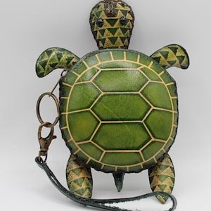 Genuine Handmade Leather Sea Turtle Coin Purse/Wallet/Coins Bag - Cartoon Mini Bag/Animal Small Bag/Wristlet