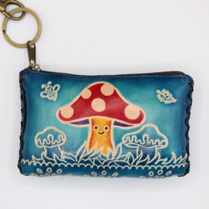 Genuine Handmade Leather Mushroom Coin Purse / Wallet