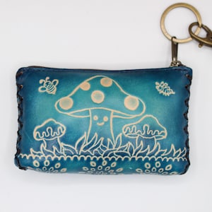 Genuine Handmade Leather Mushroom Coin Purse / Wallet