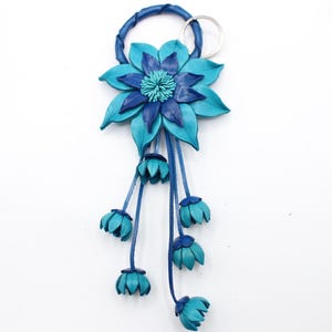 Genuine Handmade Leather Flower Keychain purse charm bag charm