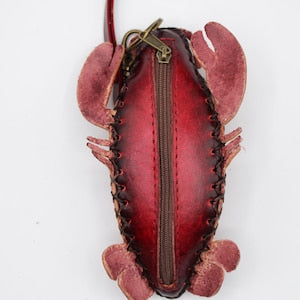 Genuine Handmade Leather lobster Coin Purse / Wallet