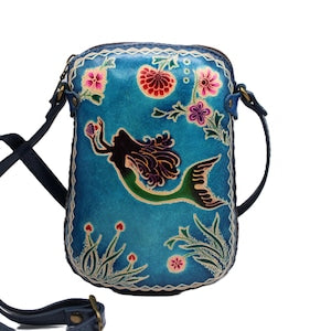 Handmade Genuine Leather mermaid Purse / Crossbody