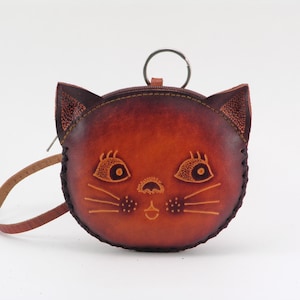 Genuine Handmade Cat Coin Purse , Change Pouch, Small Wallet, Cartoon Bag, Loose Change Pouch, and Small Gift