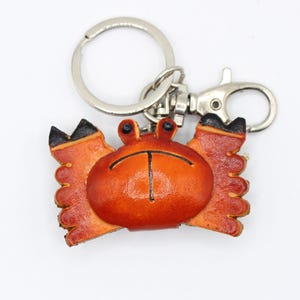 Genuine Handmade Leathe crab Keychain